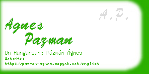 agnes pazman business card